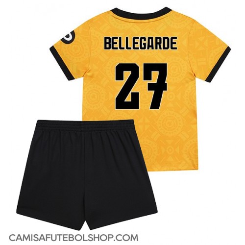 Camisa de time de futebol Wolves Jean-Ricner Bellegarde #27 Replicas 1º Equipamento Infantil 2025-26 Manga Curta (+ Calças curtas)